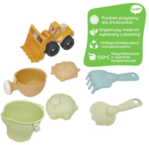 WOOPIE GREEN Zestaw do Piasku + Koparka w Wiaderku 7 el. BIODEGRADOWALNY ORGANICZNY MATERIAŁ WOOPIE GREEN Zestaw do Piasku + Koparka w Wiaderku 7 el. BIODEGRADOWALNY ORGANICZNY MATERIAŁ