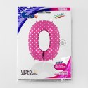Balon Foliowy Cyfra 0 Różowa w Groszki - 102 cm Grabo Grabo
