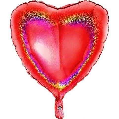 Balon Foliowy - Serce Czerwone Holograficzne 46 cm, Grabo Grabo Balon Foliowy - Serce Czerwone Holograficzne 46 cm, Grabo Grabo