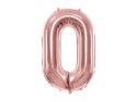 Balon foliowy Cyfra '0', 86cm, różowe złoto Partydeco
