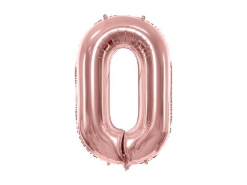 Balon foliowy Cyfra '0', 86cm, różowe złoto Partydeco