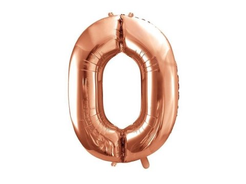 Balon foliowy Cyfra '0', 86cm, różowe złoto Partydeco Balon foliowy Cyfra '0', 86cm, różowe złoto Partydeco