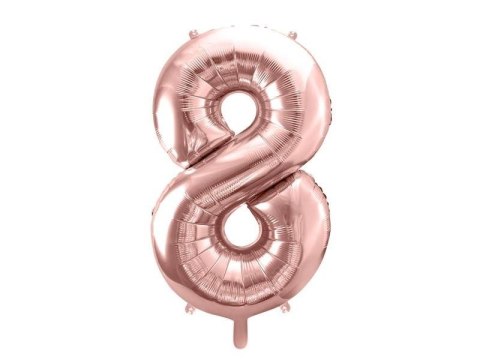 Balon foliowy Cyfra '8', 86cm, różowe złoto Partydeco Balon foliowy Cyfra '8', 86cm, różowe złoto Partydeco