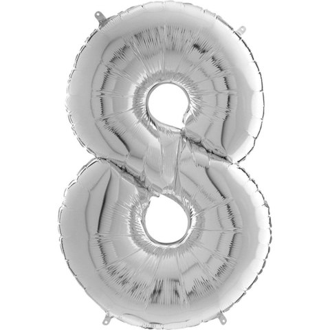 Balon foliowy Cyfra 8 Srebrna - 102 cm Grabo Grabo Balon foliowy Cyfra 8 Srebrna - 102 cm Grabo Grabo