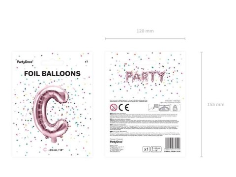 Balon foliowy Litera C, 35cm, Rose Gold różowe złoto Partydeco Balon foliowy Litera C, 35cm, Rose Gold różowe złoto Partydeco