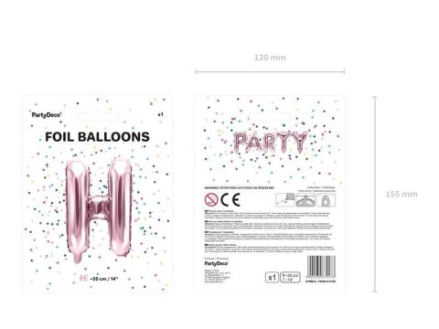 Balon foliowy Litera H, 35cm, Rose Gold różowe złoto Partydeco Balon foliowy Litera H, 35cm, Rose Gold różowe złoto Partydeco