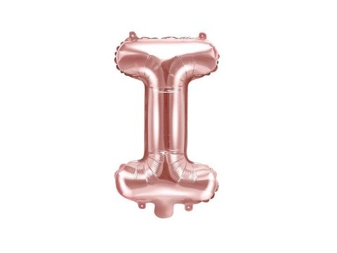 Balon foliowy Litera I, 35cm, Rose Gold różowe złoto Partydeco Balon foliowy Litera I, 35cm, Rose Gold różowe złoto Partydeco
