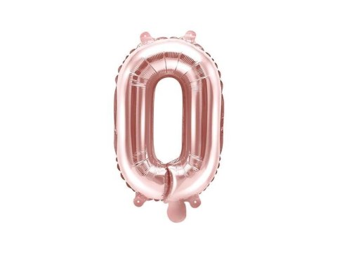 Balon foliowy Litera O, 35cm, Rose Gold różowe złoto Partydeco Balon foliowy Litera O, 35cm, Rose Gold różowe złoto Partydeco