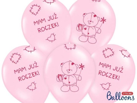 Balony Mam już Roczek, Pastelowy Róż, 30cm, 6 szt. Partydeco Balony Mam już Roczek, Pastelowy Róż, 30cm, 6 szt. Partydeco