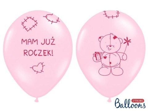 Balony Mam już Roczek, Pastelowy Róż, 30cm, 6 szt. Partydeco Balony Mam już Roczek, Pastelowy Róż, 30cm, 6 szt. Partydeco