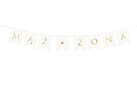 Baner Mąż Żona, na wesele, biały, 15 x 110 cm Partydeco Baner Mąż Żona, na wesele, biały, 15 x 110 cm Partydeco