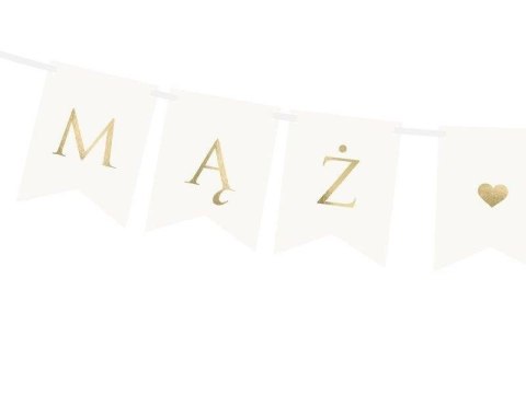 Baner Mąż Żona, na wesele, biały, 15 x 110 cm Partydeco Baner Mąż Żona, na wesele, biały, 15 x 110 cm Partydeco