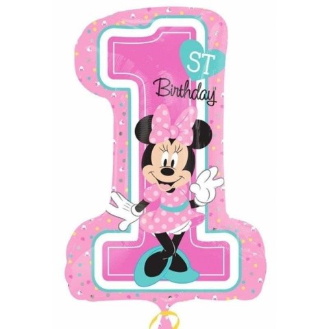 Cyfra 1 Balon Foliowy na Roczek Różowy 71 cm - Myszka Minnie Amscan / Anagram Cyfra 1 Balon Foliowy na Roczek Różowy 71 cm - Myszka Minnie Amscan / Anagram