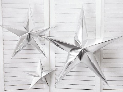 Gwiazda papierowa srebrna, 70cm Partydeco Gwiazda papierowa srebrna, 70cm Partydeco