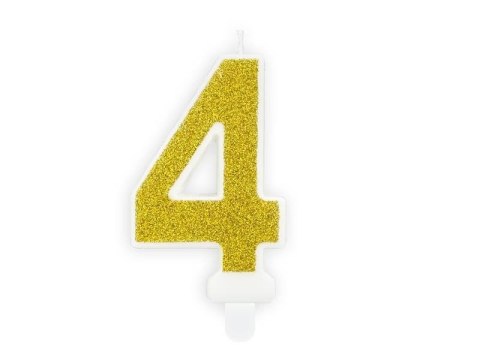 Świeczka urodzinowa Cyferka 4, złoty Partydeco Świeczka urodzinowa Cyferka 4, złoty Partydeco