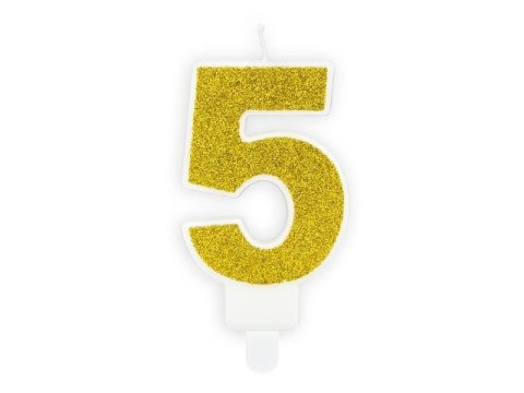 Świeczka urodzinowa Cyferka 5, złoty Partydeco Świeczka urodzinowa Cyferka 5, złoty Partydeco