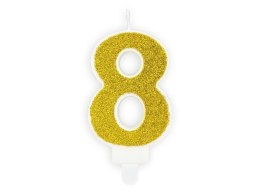 Świeczka urodzinowa Cyferka 8, złoty Partydeco