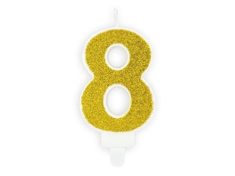 Świeczka urodzinowa Cyferka 8, złoty Partydeco Świeczka urodzinowa Cyferka 8, złoty Partydeco