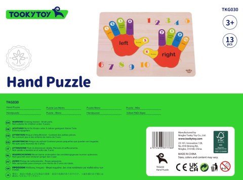 TOOKY TOY Edukacyjna Drewniana Układanka Rączki Nauka Liczenia i Kolorów TOOKY TOY Edukacyjna Drewniana Układanka Rączki Nauka Liczenia i Kolorów