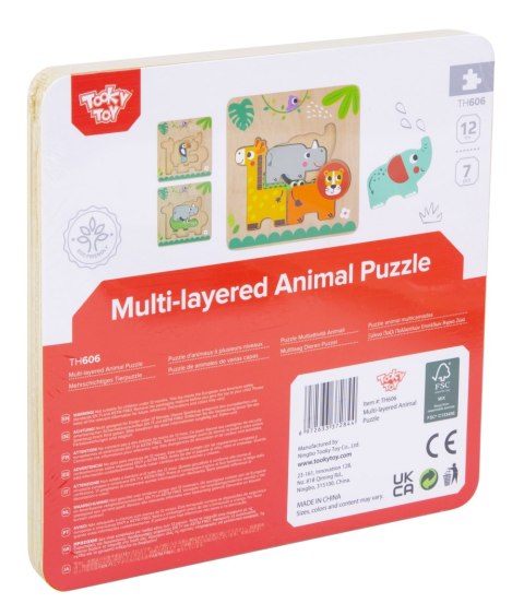 Tooky Toy Drewniane Puzzle Montessori Wielowarstwowe Tablica Zwierzątka Leśne 7 el. Tooky Toy Drewniane Puzzle Montessori Wielowarstwowe Tablica Zwierzątka Leśne 7 el.