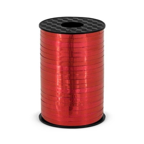 Wstążka plastikowa, Czerwona Metalizowana, 5mm/225m Partydeco Wstążka plastikowa, Czerwona Metalizowana, 5mm/225m Partydeco