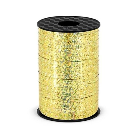 Wstążka plastikowa, Złota Holograficzna, 5mm/225m Partydeco Wstążka plastikowa, Złota Holograficzna, 5mm/225m Partydeco