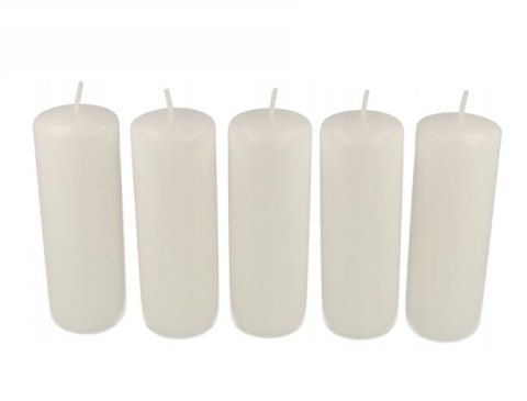 Świeca 5szt. walec biała 4,5x14cm | OK-011 Świeca 5szt. walec biała 4,5x14cm | OK-011