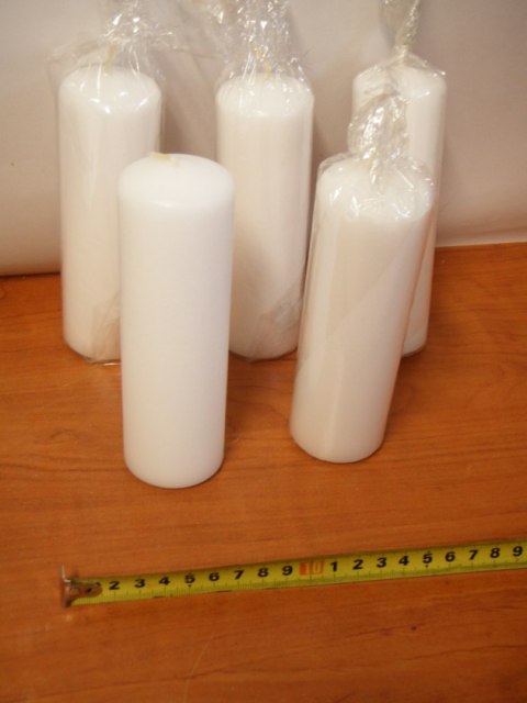 Świeca 5szt. walec biała 4,5x14cm | OK-011 Świeca 5szt. walec biała 4,5x14cm | OK-011