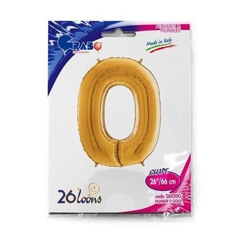 Balon Foliowy Cyfra 0, Złota, 66 cm Grabo Grabo Balon Foliowy Cyfra 0, Złota, 66 cm Grabo Grabo