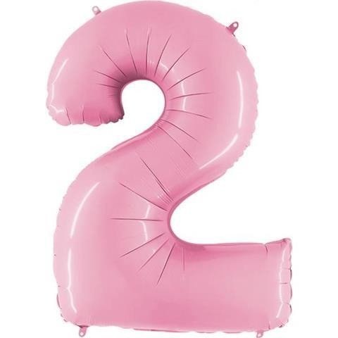 Balon Foliowy Cyfra 2, pudrowy róż, 102cm Grabo Grabo Balon Foliowy Cyfra 2, pudrowy róż, 102cm Grabo Grabo