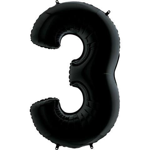 Balon Foliowy Cyfra 3, Czarna, 102cm Grabo Grabo Balon Foliowy Cyfra 3, Czarna, 102cm Grabo Grabo