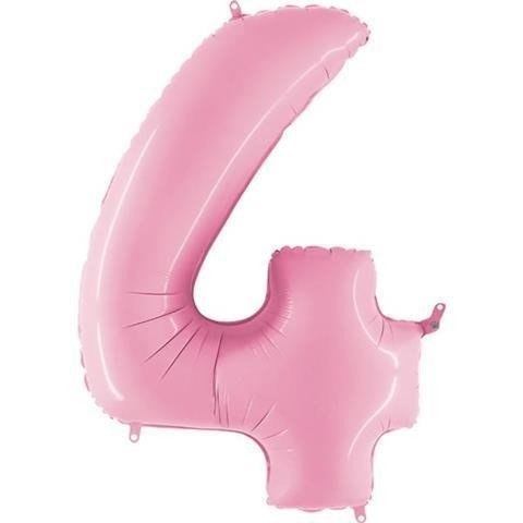 Balon Foliowy Cyfra 4, pudrowy róż, 102cm Grabo Grabo Balon Foliowy Cyfra 4, pudrowy róż, 102cm Grabo Grabo