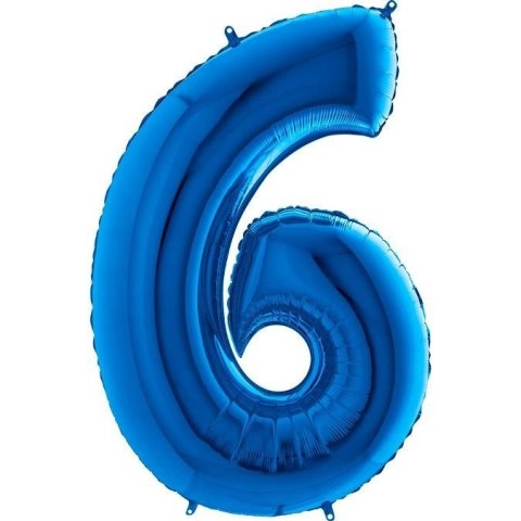Balon Foliowy Cyfra 6 Niebieska - 102 cm Grabo Grabo Balon Foliowy Cyfra 6 Niebieska - 102 cm Grabo Grabo