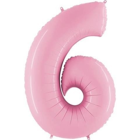 Balon Foliowy Cyfra 6, pudrowy róż, 102cm Grabo Grabo Balon Foliowy Cyfra 6, pudrowy róż, 102cm Grabo Grabo
