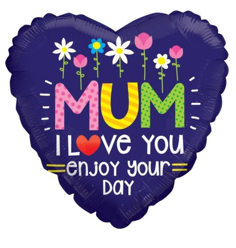 Balon Foliowy okrągły, "Mum I Love You", 46 cm Kaleidoscope Balon Foliowy okrągły, "Mum I Love You", 46 cm Kaleidoscope