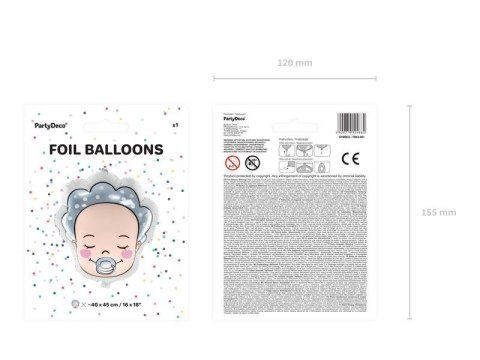 Balon foliowy Bobas, chłopiec, niebieski, 40 x 45 cm Partydeco Balon foliowy Bobas, chłopiec, niebieski, 40 x 45 cm Partydeco