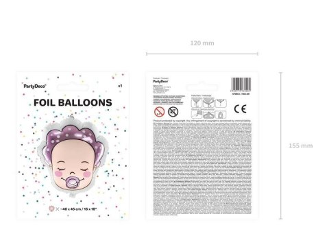 Balon foliowy, Bobas, dziewczynka, róż, 40 x 45cm Partydeco Balon foliowy, Bobas, dziewczynka, róż, 40 x 45cm Partydeco