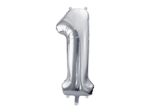 Balon foliowy Cyfra 1 srebrna, 86cm Partydeco Balon foliowy Cyfra 1 srebrna, 86cm Partydeco
