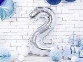 Balon foliowy Cyfra 2 srebrna, 86cm Partydeco Balon foliowy Cyfra 2 srebrna, 86cm Partydeco