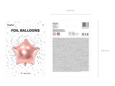 Balon foliowy Gwiazda, Rose Gold Różowe złoto 70 cm XXL Partydeco Balon foliowy Gwiazda, Rose Gold Różowe złoto 70 cm XXL Partydeco