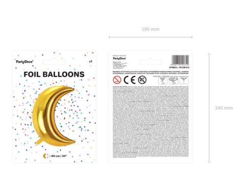 Balon foliowy Księżyc, 60cm, złoty Partydeco Balon foliowy Księżyc, 60cm, złoty Partydeco