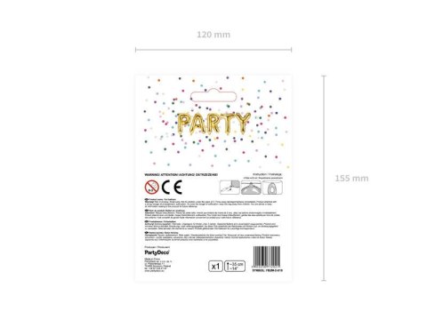 Balon foliowy Litera D, 35cm, Złota Partydeco Balon foliowy Litera D, 35cm, Złota Partydeco