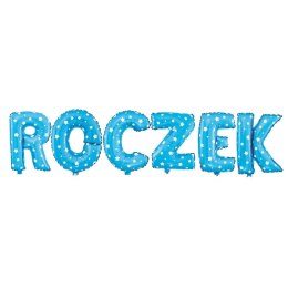 Balon foliowy napis ROCZEK niebieski w gwiazdki, 40 cm PartyPal