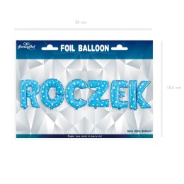 Balon foliowy napis ROCZEK niebieski w gwiazdki, 40 cm PartyPal