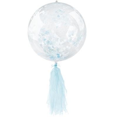 Balon przezroczysty z niebieskim konfetti i frędzlami, 45cm Arpex Balon przezroczysty z niebieskim konfetti i frędzlami, 45cm Arpex