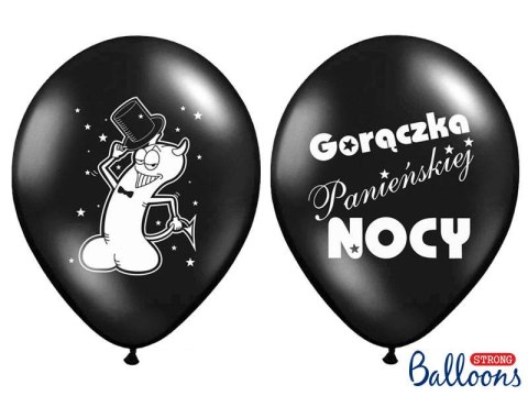 Balony Gorączka Panieńskiej Nocy, Czarne, 30cm, 6 szt. Partydeco Balony Gorączka Panieńskiej Nocy, Czarne, 30cm, 6 szt. Partydeco