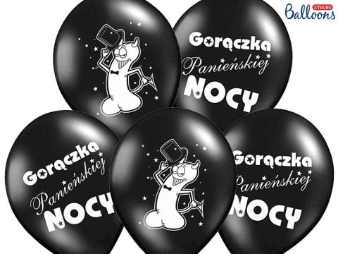 Balony Gorączka Panieńskiej Nocy, Czarne, 30cm, 6 szt. Partydeco Balony Gorączka Panieńskiej Nocy, Czarne, 30cm, 6 szt. Partydeco
