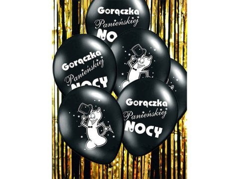 Balony Gorączka Panieńskiej Nocy, Czarne, 30cm, 6 szt. Partydeco Balony Gorączka Panieńskiej Nocy, Czarne, 30cm, 6 szt. Partydeco