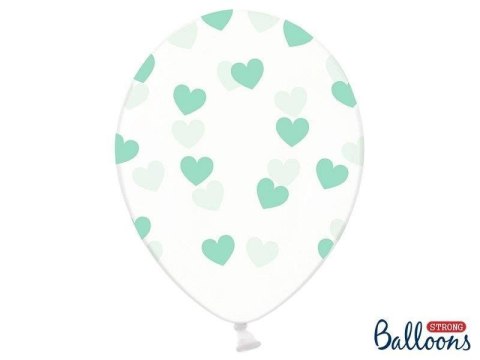 Balony Transparentne w Miętowe Serduszka, Crystal Clear 30cm (1 op. / 6 szt.) Partydeco Balony Transparentne w Miętowe Serduszka, Crystal Clear 30cm (1 op. / 6 szt.) Partydeco
