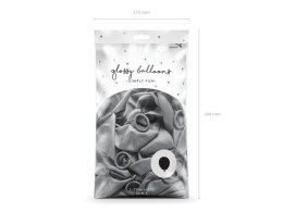 Balony lateksowe Glossy, Chrome, Srebrne, 30cm, 50 szt. Partydeco
